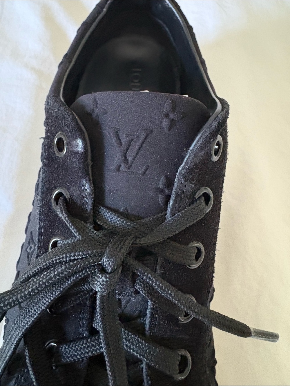 Louis Vuitton Women’s Black Suede Logo Sneakers - Picture 8 of 9